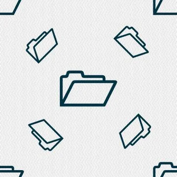 Folder icon sign. Seamless pattern with geometric texture. Vector Stock Illustration