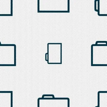 Folder icon  sign. Seamless pattern with geometric texture. Vector Stock Illustration