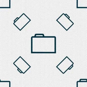 Folder icon  sign. Seamless pattern with geometric texture. Vector Stock Illustration