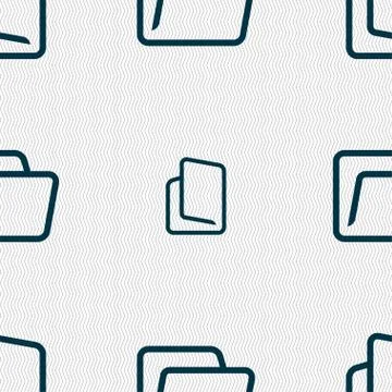 Folder icon sign. Seamless pattern with geometric texture. Vector Stock Illustration
