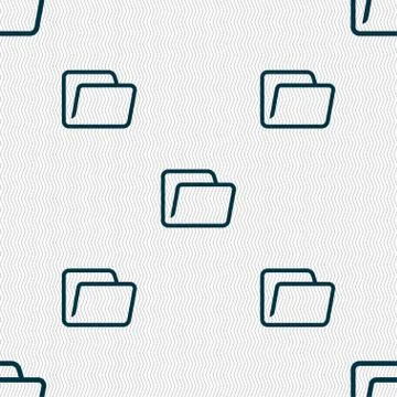 Folder icon sign. Seamless pattern with geometric texture. Vector Stock Illustration
