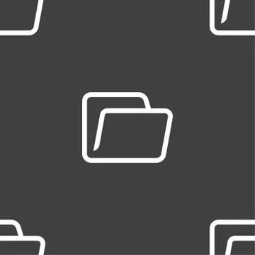 Folder icon sign. Seamless pattern on a gray background. Vector Illustrazione stock