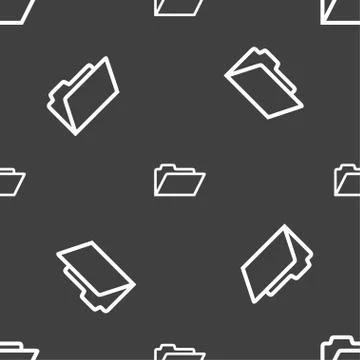 Folder icon sign. Seamless pattern on a gray background. Vector Illustrazione stock