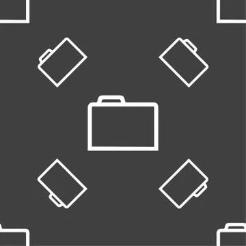 Folder icon  sign. Seamless pattern on a gray background. Vector Illustrazione stock