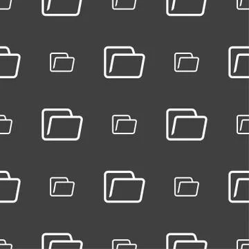 Folder icon sign. Seamless pattern on a gray background. Vector Stock Illustration