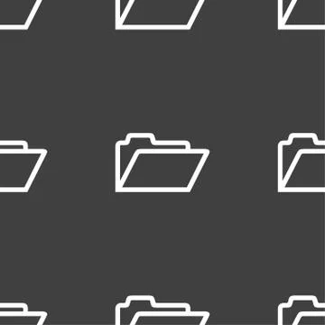 Folder icon sign. Seamless pattern on a gray background. Vector Stock Illustration