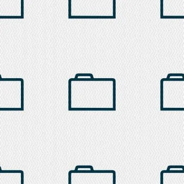 Folder icon sign. Seamless pattern with geometric texture. Stock Illustration