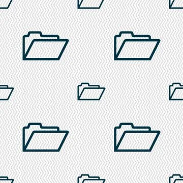 Folder icon sign. Seamless pattern with geometric texture. Stock Illustration
