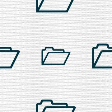 Folder icon sign. Seamless pattern with geometric texture. Stock Illustration