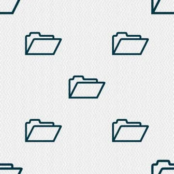 Folder icon sign. Seamless pattern with geometric texture. Stock Illustration