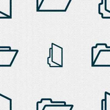 Folder icon sign. Seamless pattern with geometric texture. Stock Illustration