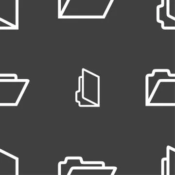 Folder icon sign. Seamless pattern on a gray background. Illustrazione stock