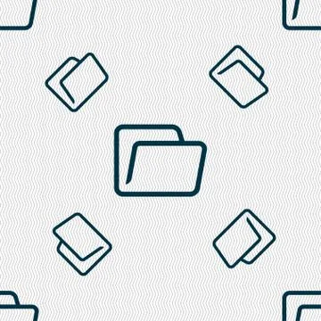 Folder icon sign. Seamless pattern with geometric texture. Stock Illustration