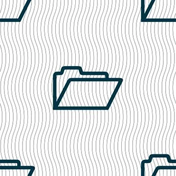 Folder icon sign. Seamless pattern with geometric texture. Stock Illustration