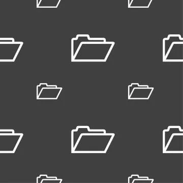 Folder icon sign. Seamless pattern on a gray background. Illustrazione stock