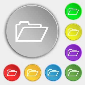 Folder icon sign. Symbol on eight flat buttons. Vector Illustrazione stock