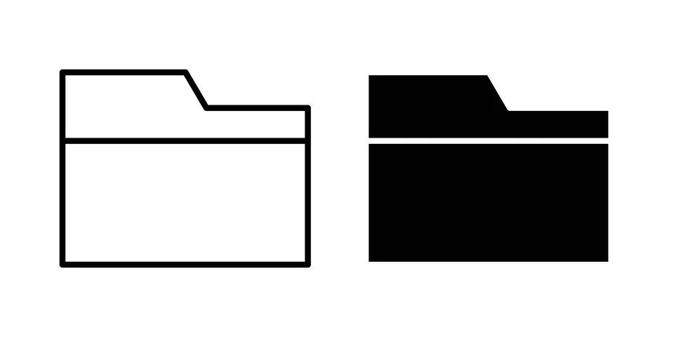Folder icon solid, line, and editable vector set. Stock Illustration