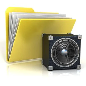Folder icon with speaker. 3D Folder icon with speaker. 3D render illustrat... Stock Photos