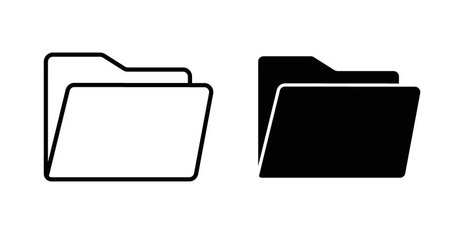 Folder icon symbol  illustration bundle in black colour Stockillustratie