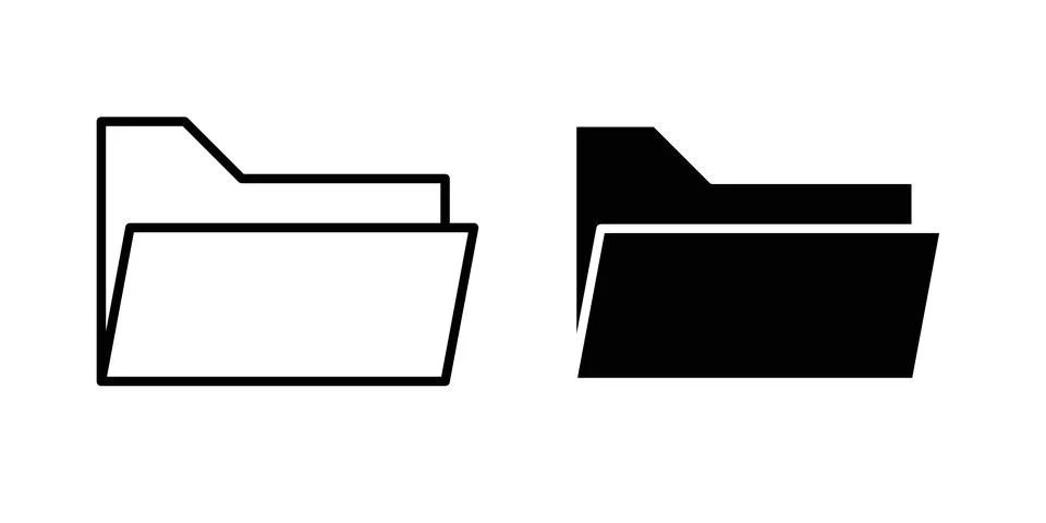Folder icon thin line and clipart style vector set 库存插图