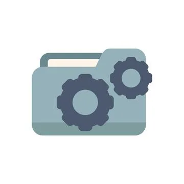 Folder icon with two gears representing data processing Stock Illustration
