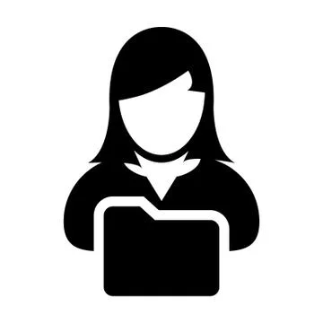 Folder icon vector with female person profile avatar symbol for information data Stock Illustration