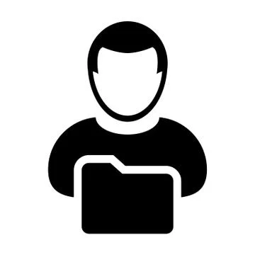 Folder icon vector with male person profile avatar symbol for information data Stock Illustration