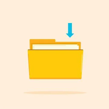 Folder icon with yellow map, digital file storage box 스톡 일러스트
