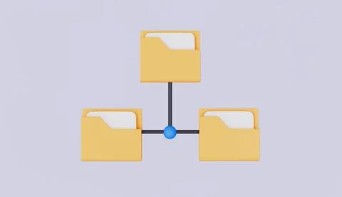 Folder icons and network structure, file management and data organization 스톡 일러스트