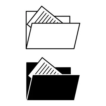 Folder Icons. Black and White Vector Illustrations. File System Object for .. Stock-Illustration