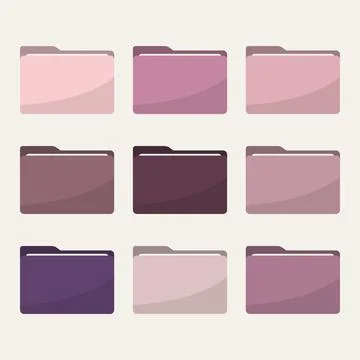 Folder icons set. All type of document, file formats vector illustration symb Stock Illustration