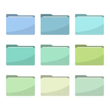 Folder icons set. All type of document, file formats vector illustration sy.. Illustrazione stock