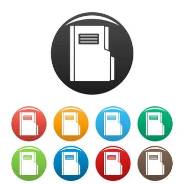 Folder icons set color Stock Illustration