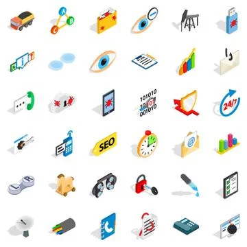Folder icons set, isometric style Stock-Illustration