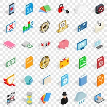 Folder icons set, isometric style Stock-Illustration