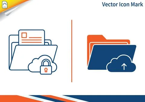 Folder icons vector set for cloud storage and upload. Stock Illustration