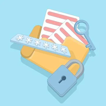 Folder illustration with padlock and password modern secure personal folder Illustrazione stock