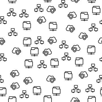 Folder With Important Cloud File Seamless Pattern Stock Illustration