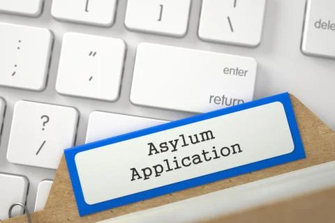 Folder Index with Asylum Application. 3D Stockillustratie