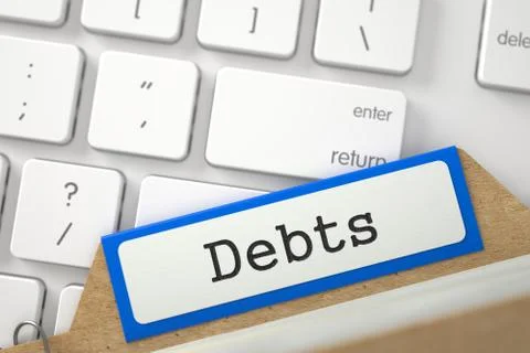Folder Index with Debts. 3D Illustration Stock Illustration