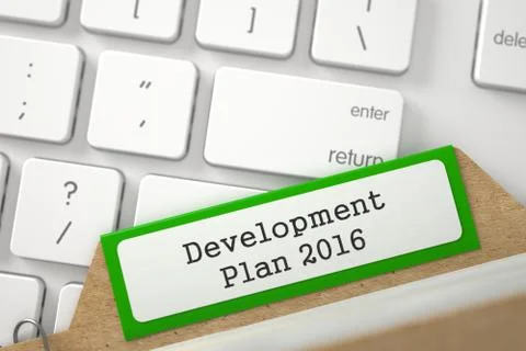 Folder Index with Inscription Development Plan 2016. 3D Stock Illustration