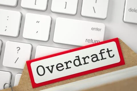 Folder Index with Inscription Overdraft. 3D Illustration Stock Illustration