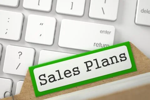 Folder Index with Sales Plans. 3D Illustration イラスト素材