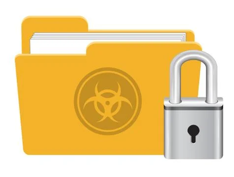 Folder infected virus with master key lock icon vector Stock Illustration
