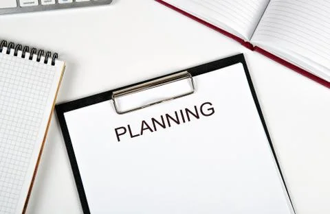 Folder with an inscription planning Stock Photos