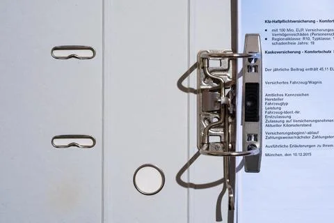 Folder with insurance document top view Stock Photos