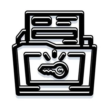 Folder with key icon securing important document data Stockillustratie