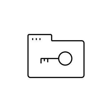 Folder key icon. Simple line, outline vector of icons for ui and ux, website or Illustrazione stock