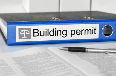 Folder with the label Building permit Stock Photos