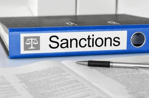 Folder with the label Sanctions 库存照片
